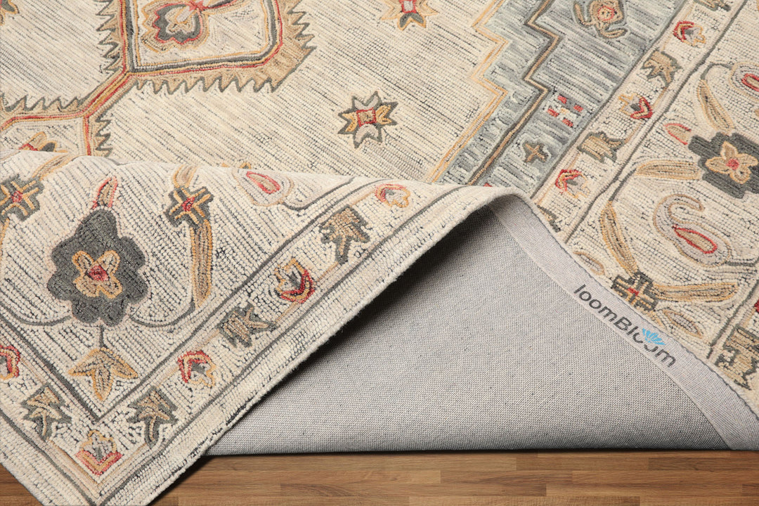 Celeste Rugs 2'x3' Ivory Hand Tufted Traditional Arts & Crafts Wool Oriental Area Rug by LoomBloom