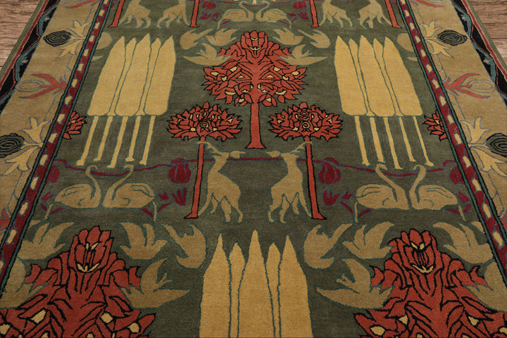 Celeste Rugs 8'x10' Green Hand Tufted Arts & Crafts/Mission William Morris Wool Oriental Area Rug