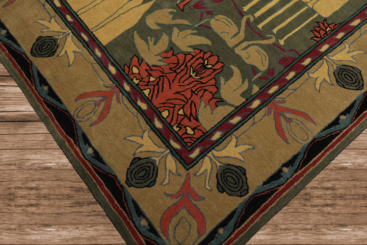 Celeste Rugs 8'x10' Green Hand Tufted Arts & Crafts/Mission William Morris Wool Oriental Area Rug