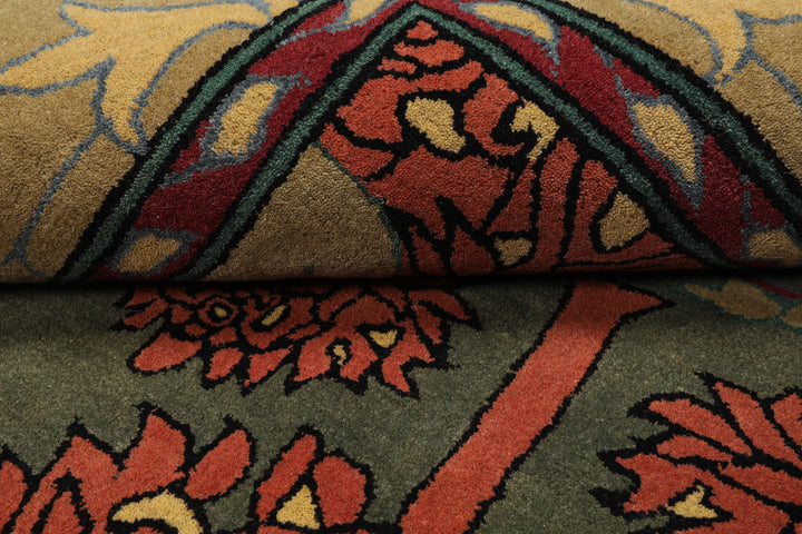 Celeste Rugs 8'x10' Green Hand Tufted Arts & Crafts/Mission William Morris Wool Oriental Area Rug