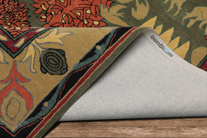 Celeste Rugs 8'x10' Green Hand Tufted Arts & Crafts/Mission William Morris Wool Oriental Area Rug