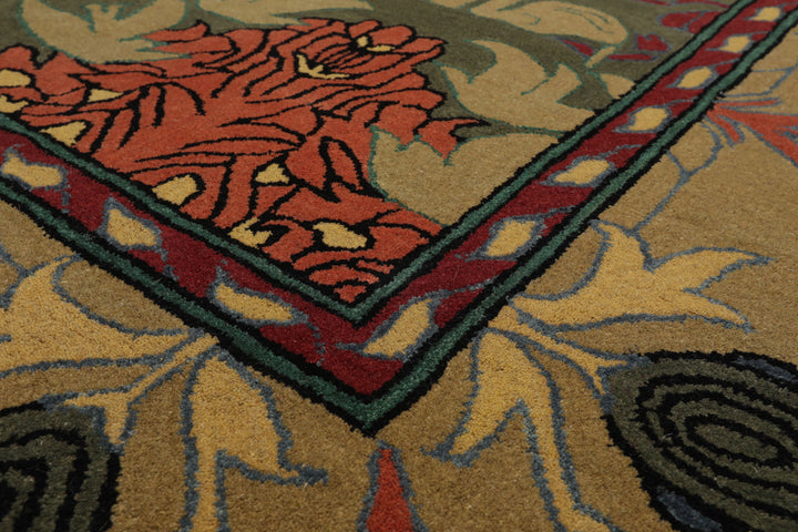 Celeste Rugs 8'x10' Green Hand Tufted Arts & Crafts/Mission William Morris Wool Oriental Area Rug