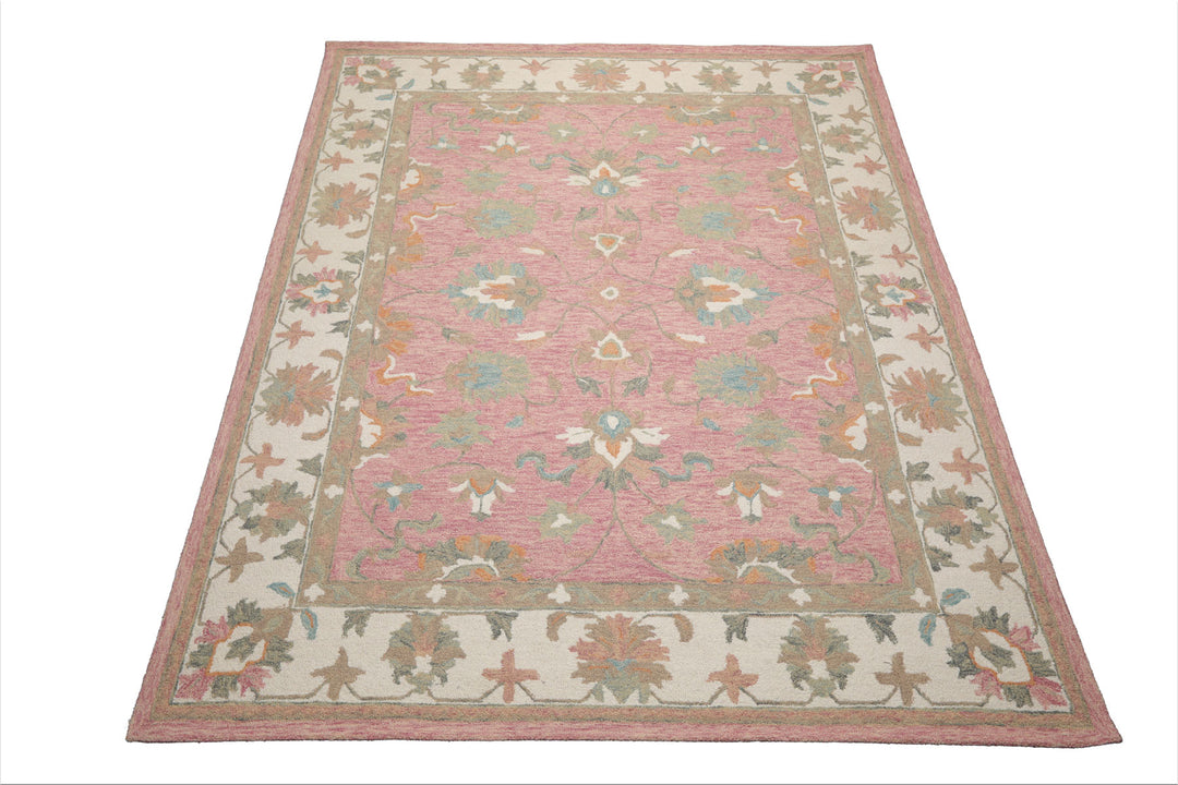 Celeste Rugs Multi Sizes Blush Hand Hooked Transitional Agra Wool Oriental Area Rug