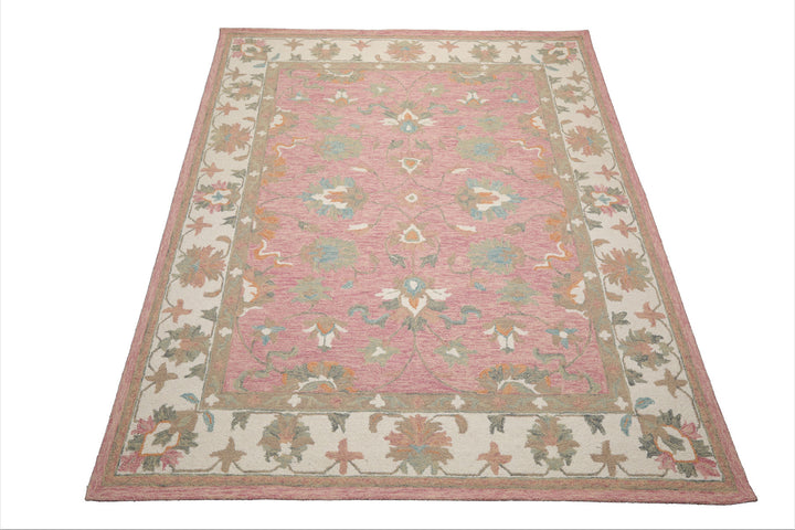 Celeste Rugs Multi Sizes Blush Hand Hooked Transitional Agra Wool Oriental Area Rug