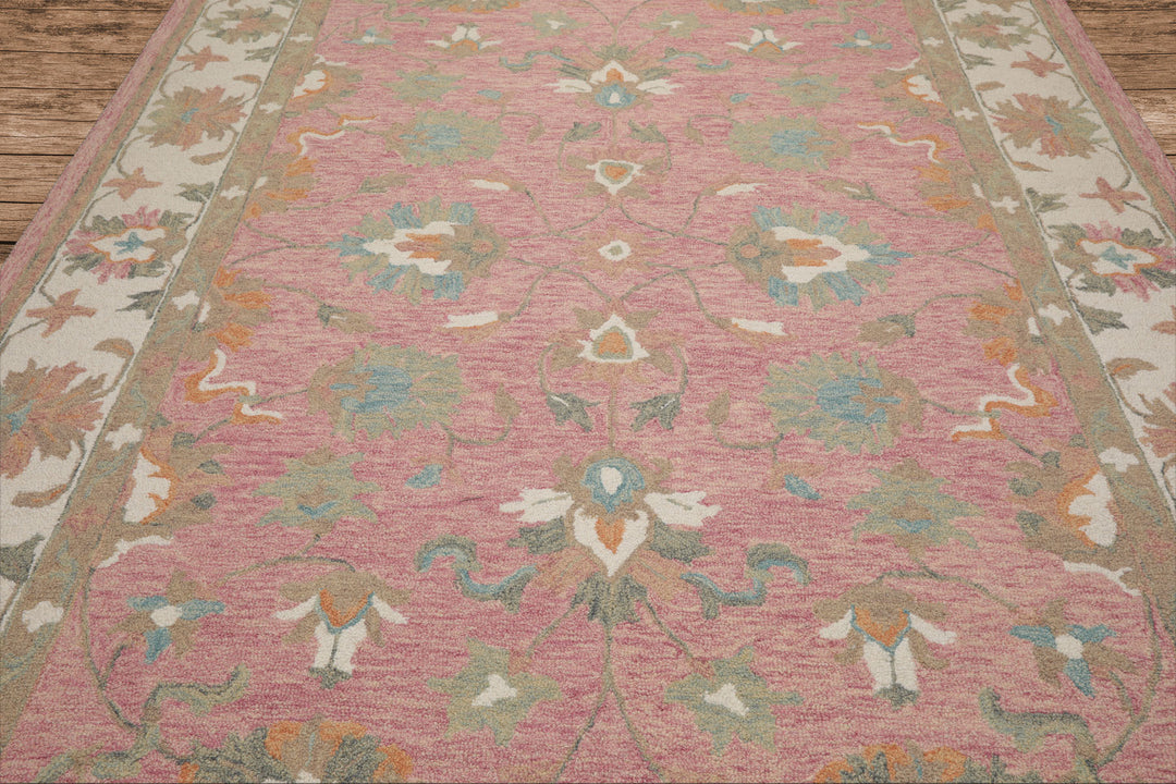 Celeste Rugs Multi Sizes Blush Hand Hooked Transitional Agra Wool Oriental Area Rug