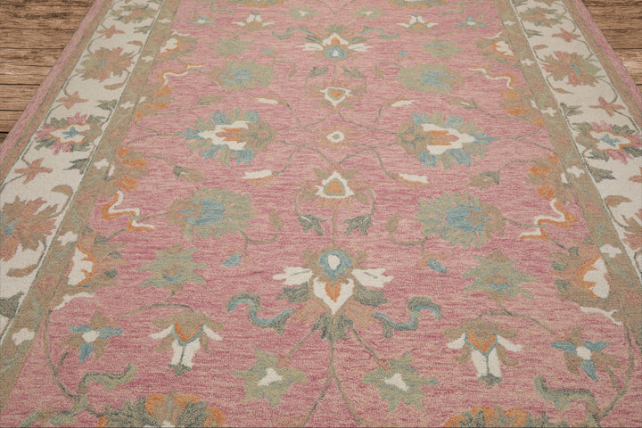 Celeste Rugs Multi Sizes Blush Hand Hooked Transitional Agra Wool Oriental Area Rug