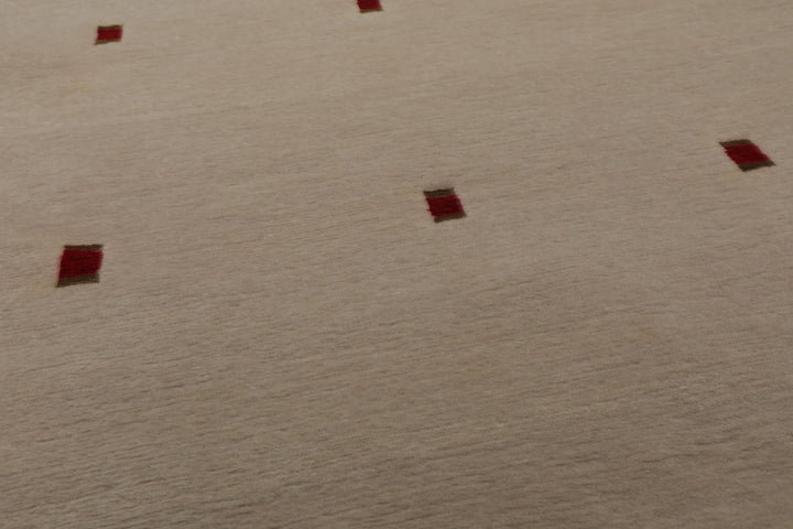 4x6 Beige, Red, Gold Color Hand Knotted Tibetan Wool & Silk Modern & Contemporary Oriental Rug