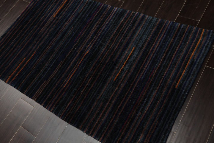 3x5 Navy, Brown, Blue Color Hand Knotted Tibetan Wool Modern & Contemporary Oriental Rug