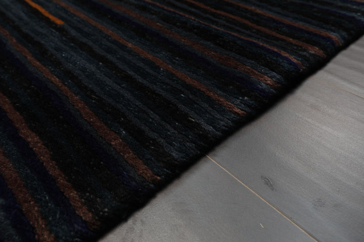 3x5 Navy, Brown, Blue Color Hand Knotted Tibetan Wool Modern & Contemporary Oriental Rug