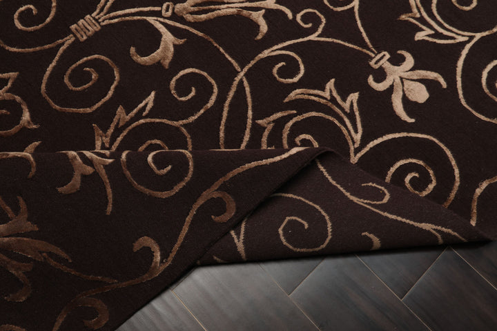 6x9 Chocolate, Tan, Color Hand Knotted Tibetan New Zealand Wool Transitional Oriental Rug