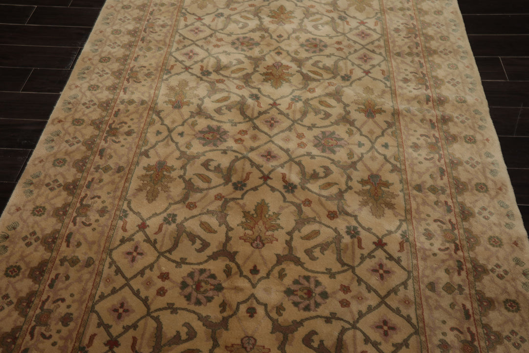 5x8 Ivory, Beige, Taupe Color Hand Knotted Tibetan New Zealand Wool Transitional Oriental Rug