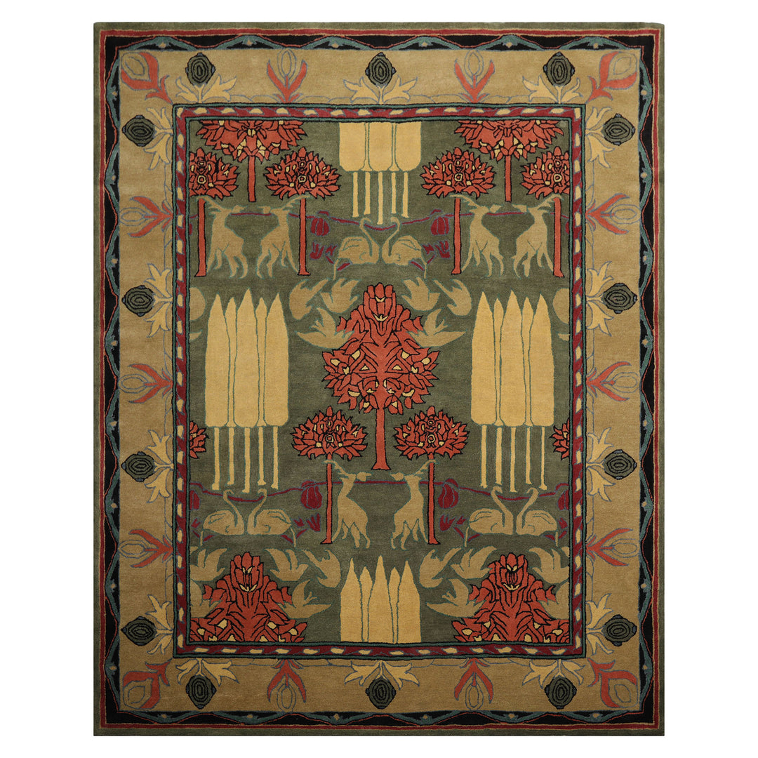 Celeste Rugs 8'x10' Green Hand Tufted Arts & Crafts/Mission William Morris Wool Oriental Area Rug