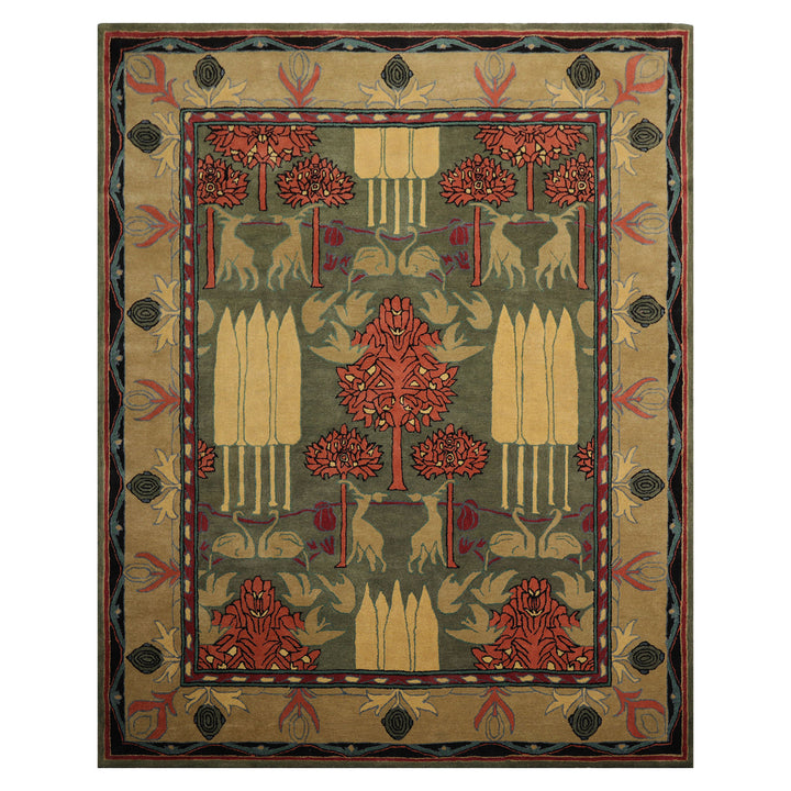 Celeste Rugs 8'x10' Green Hand Tufted Arts & Crafts/Mission William Morris Wool Oriental Area Rug