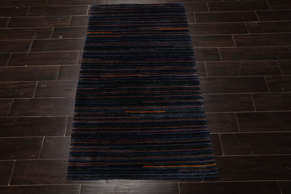3x5 Navy, Brown, Blue Color Hand Knotted Tibetan Wool Modern & Contemporary Oriental Rug