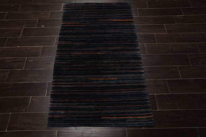 3x5 Navy, Brown, Blue Color Hand Knotted Tibetan Wool Modern & Contemporary Oriental Rug