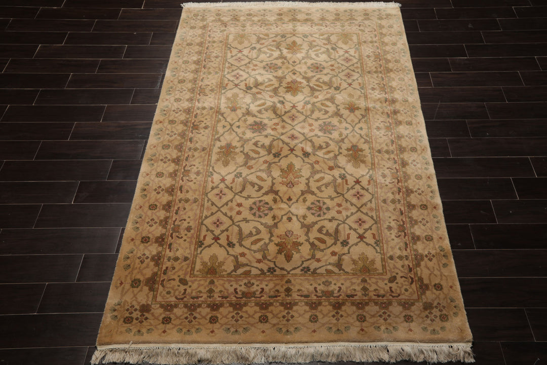 5x8 Ivory, Beige, Taupe Color Hand Knotted Tibetan New Zealand Wool Transitional Oriental Rug