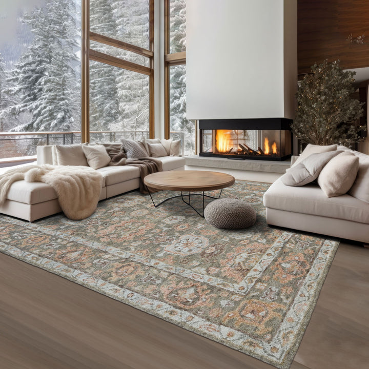 8x10 Moss, Rust, Beige Color Hand Knotted Oushak Wool Traditional Oriental Rug