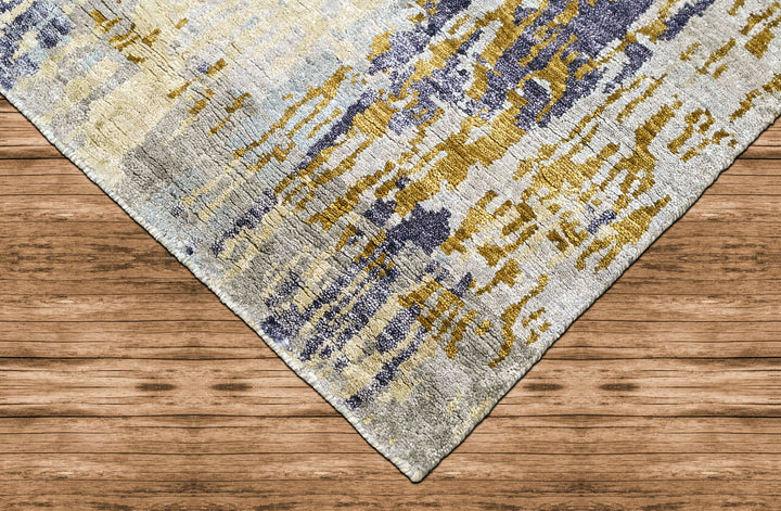 2'6x10 Blue, Slate, Rust Color Hand Knotted Tibetan Wool  Oriental Rug