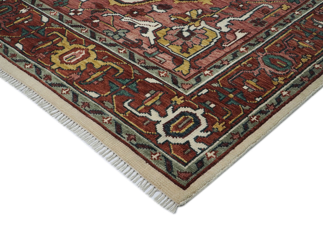 10x14 Rust, Ivory, Gold Color Hand Knotted Oushak Wool  Oriental Rug