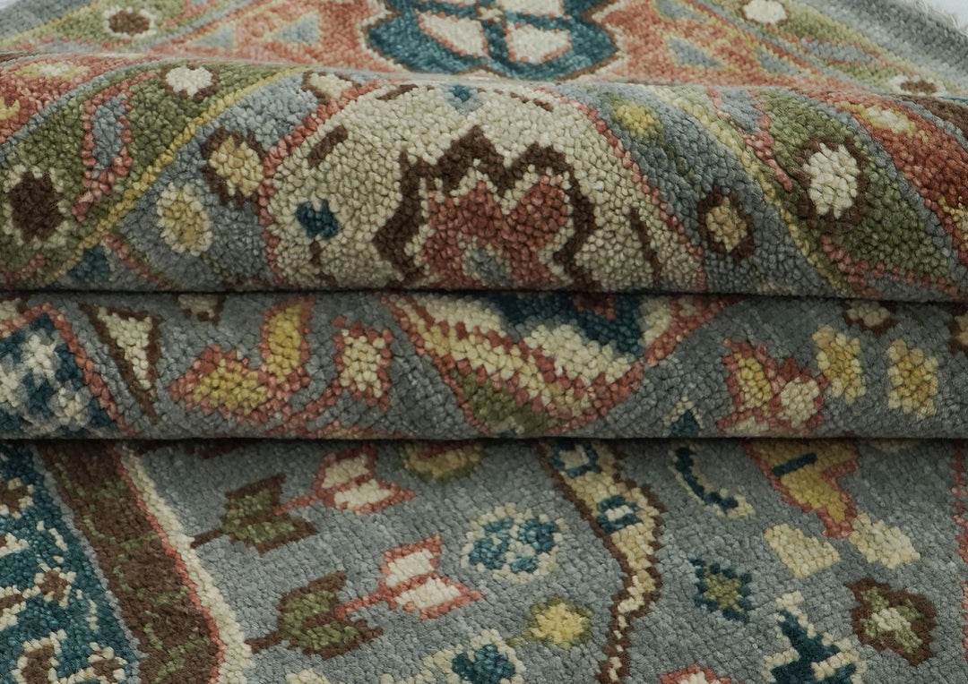 10x14 Slate, Peach, Seledon Color Hand Knotted Oushak Wool Traditional Oriental Rug