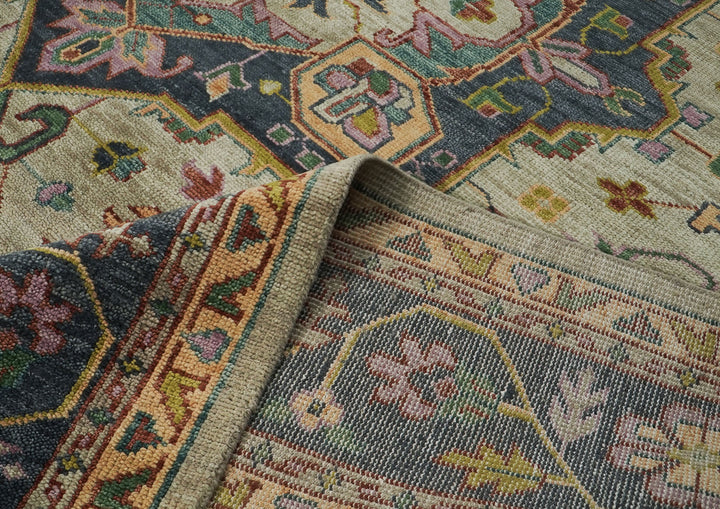 Palace Mint, Blue, Aqua Color Hand Knotted Oushak Wool  Oriental Rug