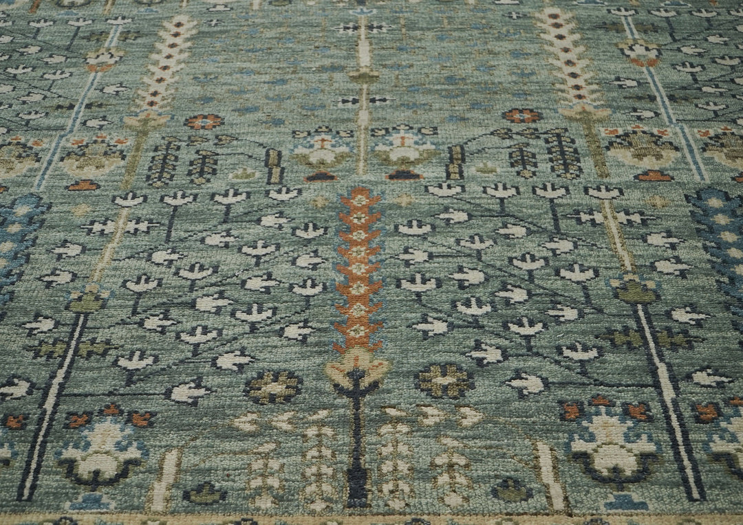 12x15 Celadon, Beige, Green Color Hand Knotted Oushak Wool Transitional Oriental Rug