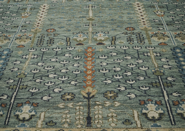 12x15 Celadon, Beige, Green Color Hand Knotted Oushak Wool Transitional Oriental Rug