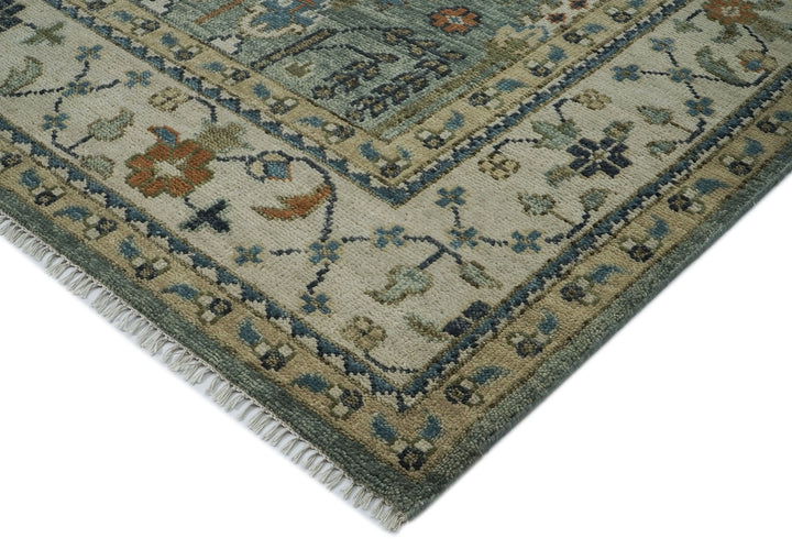 12x15 Celadon, Beige, Green Color Hand Knotted Oushak Wool Transitional Oriental Rug