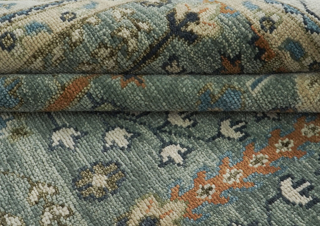 12x15 Celadon, Beige, Green Color Hand Knotted Oushak Wool Transitional Oriental Rug