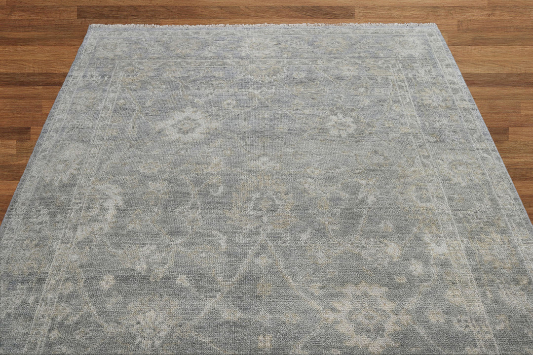 Celeste Rugs Hand Knotted 7'4''x9'9'' Wool Oriental Area Rug Moss with Classic Traditional Oushak Design.