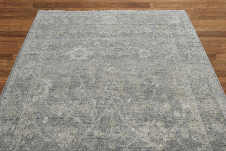 Celeste Rugs Hand Knotted 7'4''x9'9'' Wool Oriental Area Rug Moss with Classic Traditional Oushak Design.