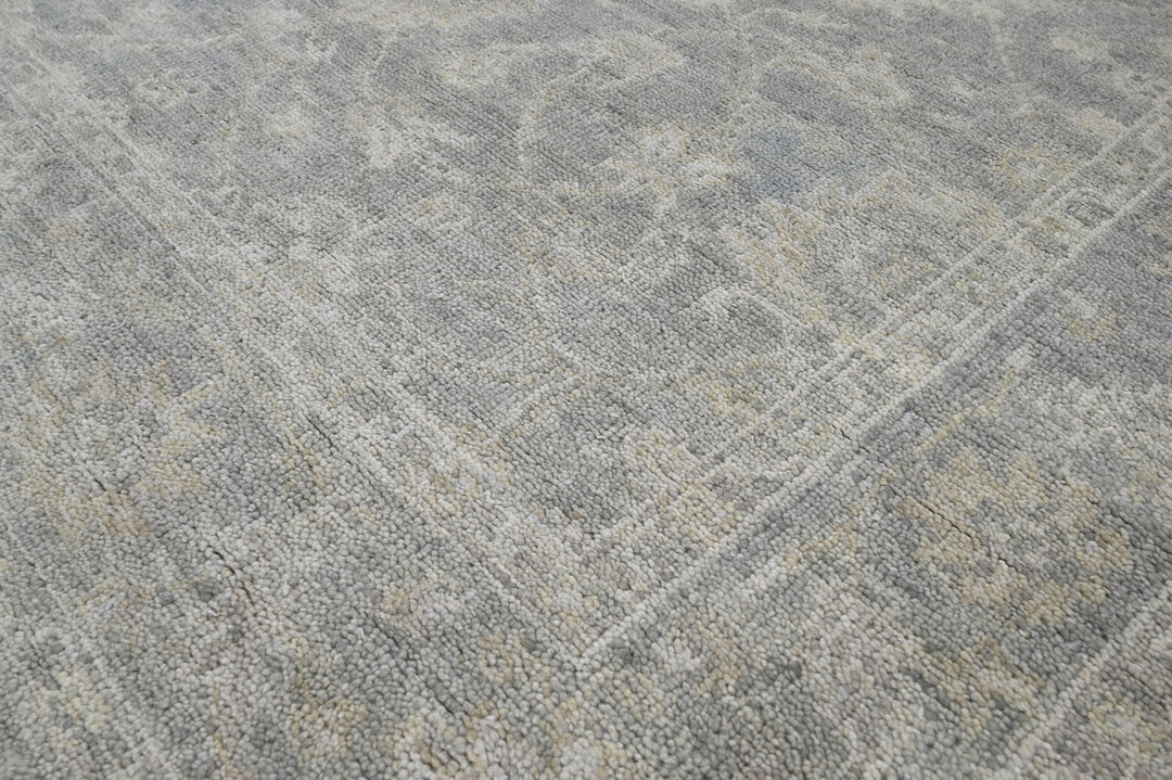 Celeste Rugs Hand Knotted 7'4''x9'9'' Wool Oriental Area Rug Moss with Classic Traditional Oushak Design.
