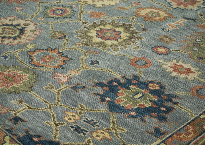 Palace Aqua, Rose, peach Color Hand Knotted Oushak Wool  Oriental Rug