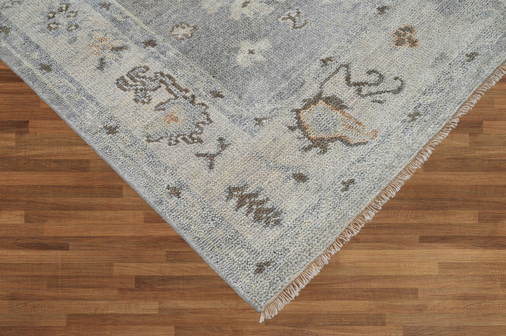 Celeste Rugs Hand Knotted 7'6''x9'10'' Wool Oriental Area Rug Gray with a Timeless Traditional Oushak Design.