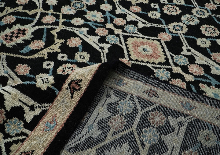 12x15 Black, Beige, Rose Color Hand Knotted Oushak Wool Transitional Oriental Rug