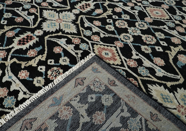 12x15 Black, Beige, Rose Color Hand Knotted Oushak Wool Transitional Oriental Rug