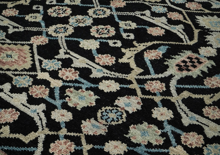 12x15 Black, Beige, Rose Color Hand Knotted Oushak Wool Transitional Oriental Rug