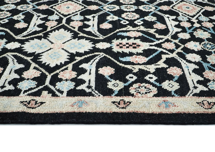 12x15 Black, Beige, Rose Color Hand Knotted Oushak Wool Transitional Oriental Rug