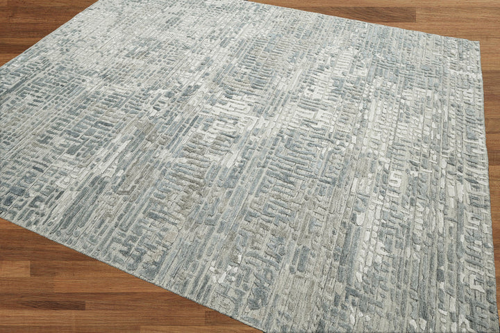 Celeste Rugs Multi Sizes Tibetan Hand-Knotted Wool & Bamboo Silk Oriental Area Rug Modern Tone-On-Tone Gray Design