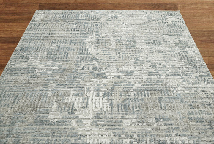 Celeste Rugs Multi Sizes Tibetan Hand-Knotted Wool & Bamboo Silk Oriental Area Rug Modern Tone-On-Tone Gray Design