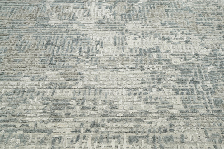 Celeste Rugs Multi Sizes Tibetan Hand-Knotted Wool & Bamboo Silk Oriental Area Rug Modern Tone-On-Tone Gray Design
