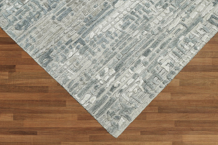 Celeste Rugs Multi Sizes Tibetan Hand-Knotted Wool & Bamboo Silk Oriental Area Rug Modern Tone-On-Tone Gray Design