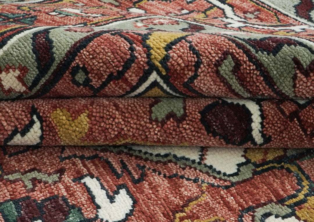 Palace Rose, Ivory, Brown Color Hand Knotted Oushak Wool  Oriental Rug