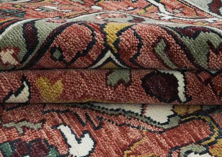 Palace Rose, Ivory, Brown Color Hand Knotted Oushak Wool  Oriental Rug