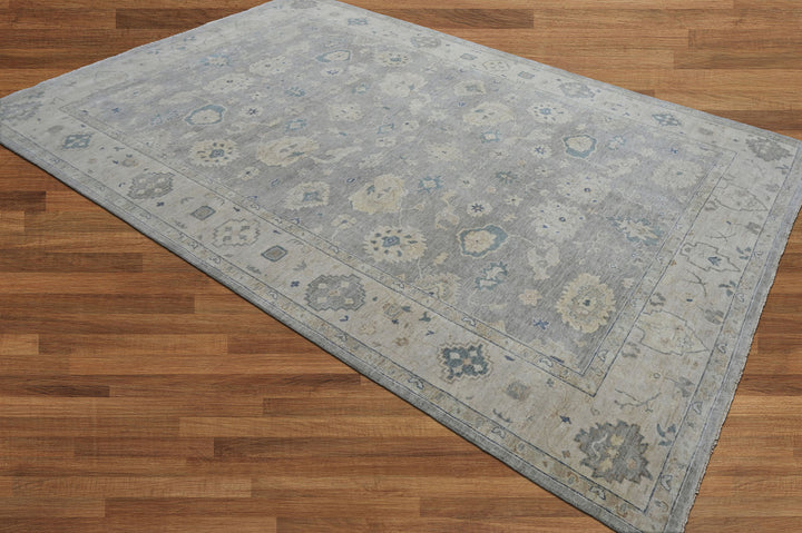 Celeste Rugs Hand Knotted 10' x 14' Wool Oriental Area Rug Gray Showcasing a Classic Oushak Design.
