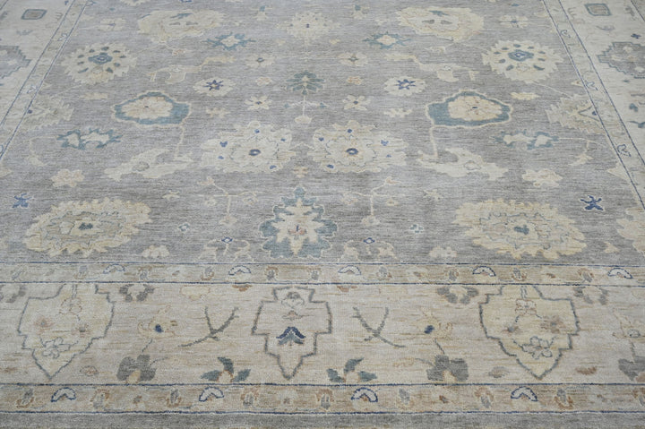 Celeste Rugs Hand Knotted 10' x 14' Wool Oriental Area Rug Gray Showcasing a Classic Oushak Design.