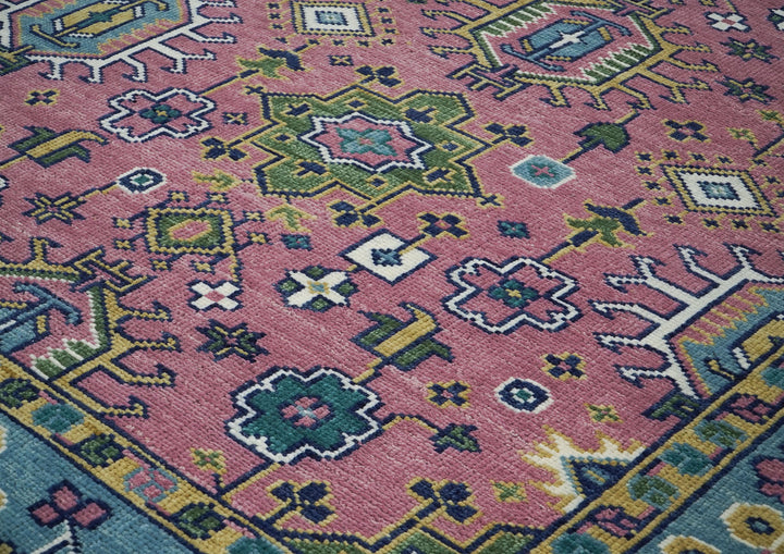 12x15 Pink, Blue, Lime Color Hand Knotted Oushak Wool Transitional Oriental Rug
