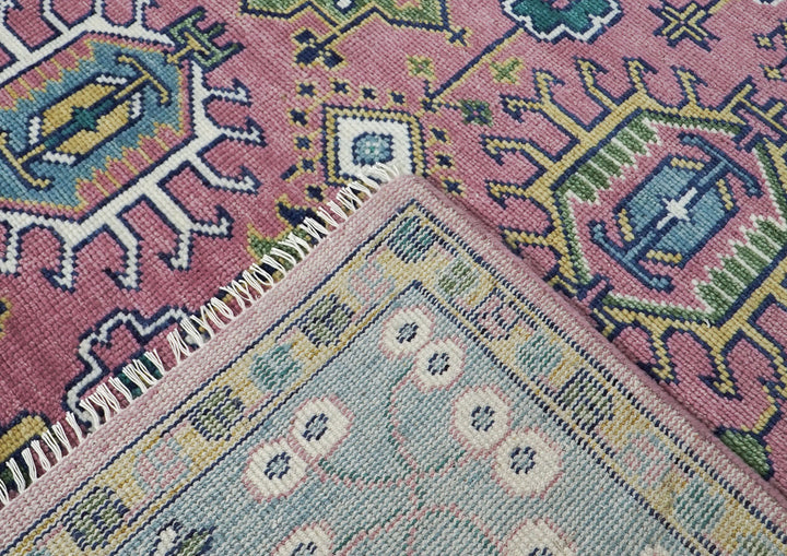 12x15 Pink, Blue, Lime Color Hand Knotted Oushak Wool Transitional Oriental Rug