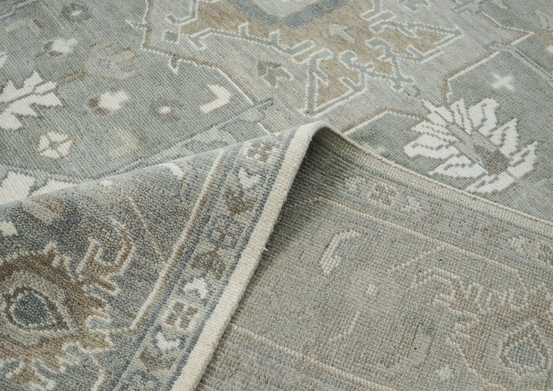 Palace Gray, Ivory, Taupe Color Hand Knotted Oushak Wool  Oriental Rug