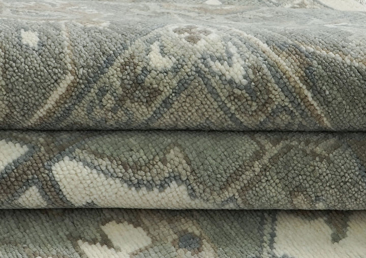 Palace Gray, Ivory, Taupe Color Hand Knotted Oushak Wool  Oriental Rug